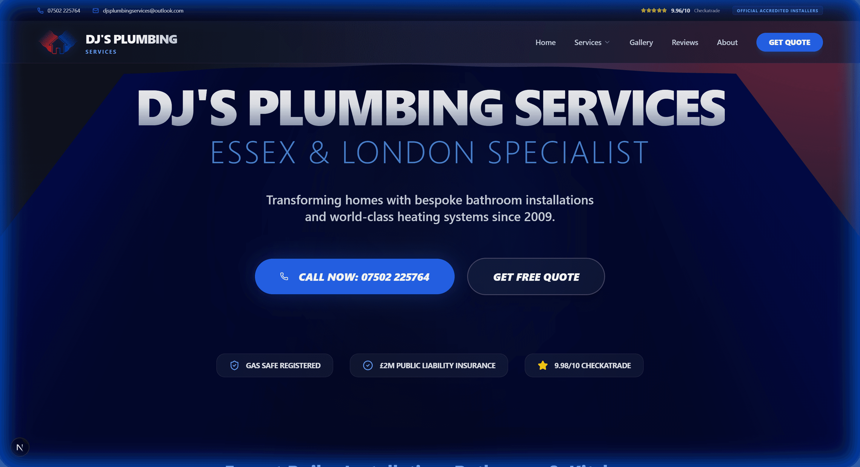 DJ Plumbing Services Screenshot